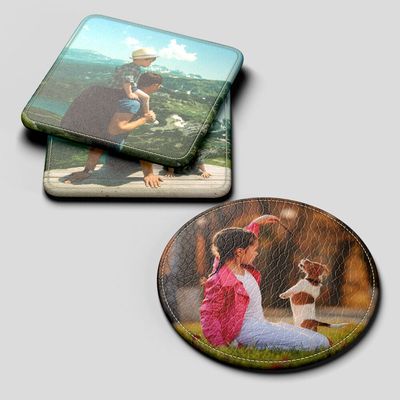 personalized leather coasters