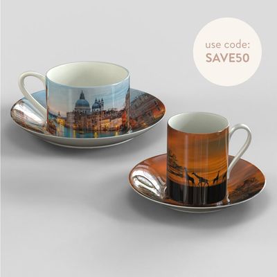 photo cup and saucer set